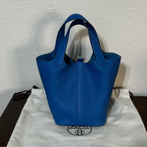 HERMES Picotin 18 Taurillon Clemence Gold Hardware Stamp Y 2021 Color Mykonos - Picture 2 of 10